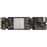 RM182X M.2 2280 AI compute module, front view showing the RK1820 chip and M.2 gold fingers